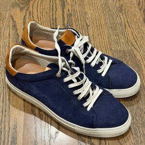 Good Man Brand Mens 11.5 Legend London Navy Tan Suede Leather Lace Up Sneakers